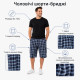 Бриджи шорты мужские Sport в клетку большие размеры XL-5XL легкие на резинке ,Синий с голубым, 5XL
