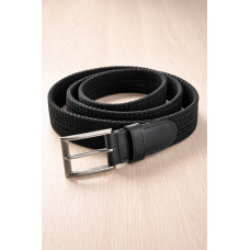 Пояс резинка плетёный большого размера 35 мм (обхват до 170 см) с классической пряжкой,Черный