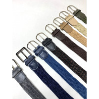 Пояс резинка плетёный 35 мм с классической пряжкой,Синий