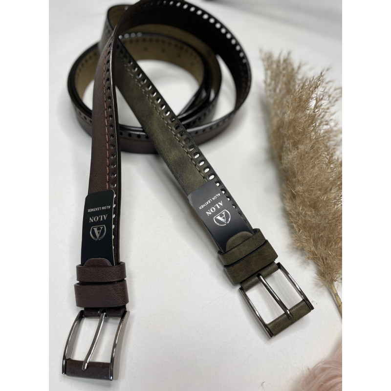 Ремни мужские 40мм.экокожа Пряжка классика 334, Хаки