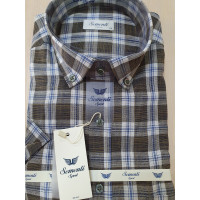 Рубашка клетка мужская SEMENTI S-XXL 348, Зеленый, L