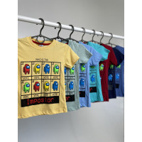 Футболка AMONG US детская для 2-7 лет клетка, 110, Синий