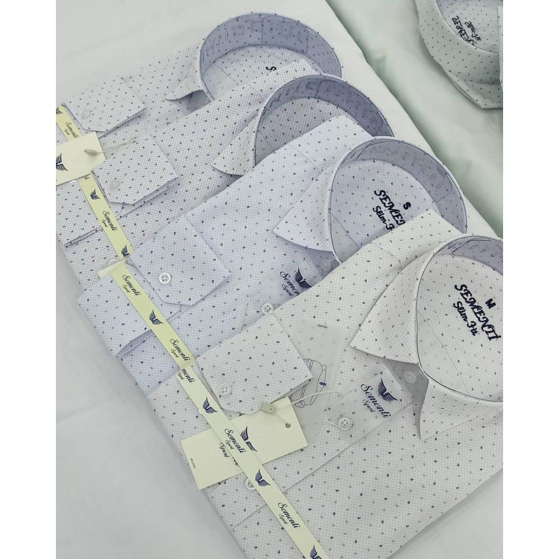 Мужская приталенная рубашка из хлопка с принтом SEMENTI , M, Бежевый