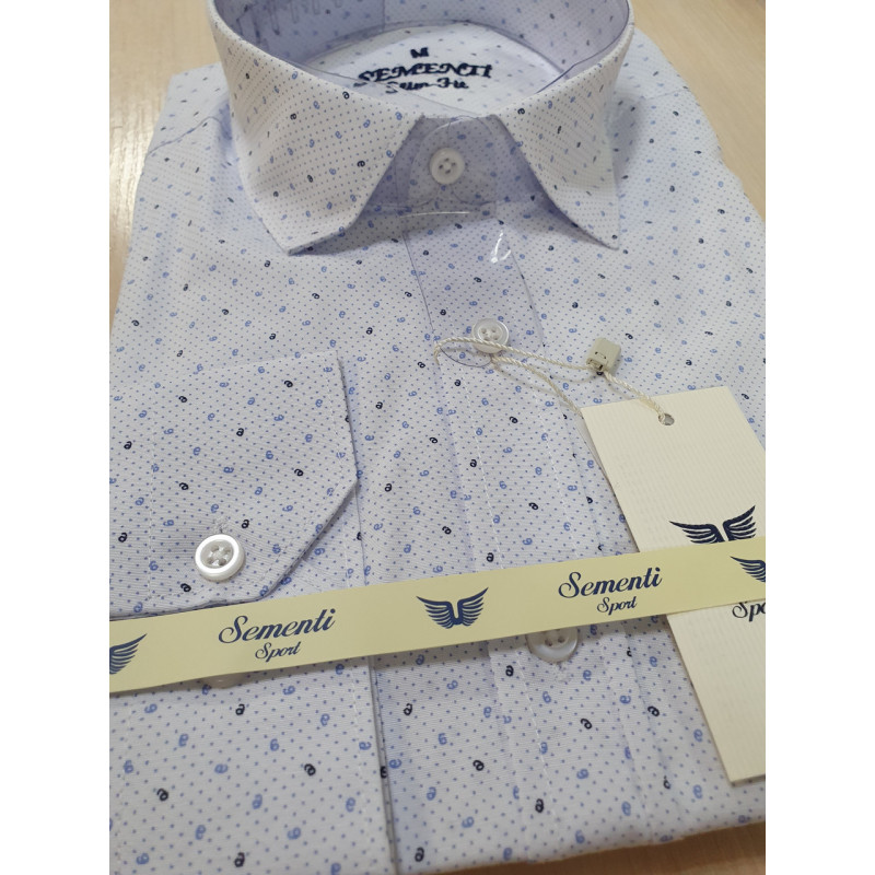 Мужская приталенная рубашка из хлопка с принтом SEMENTI , L, Белый