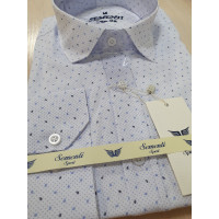 Мужская приталенная рубашка из хлопка с принтом SEMENTI , S, Белый