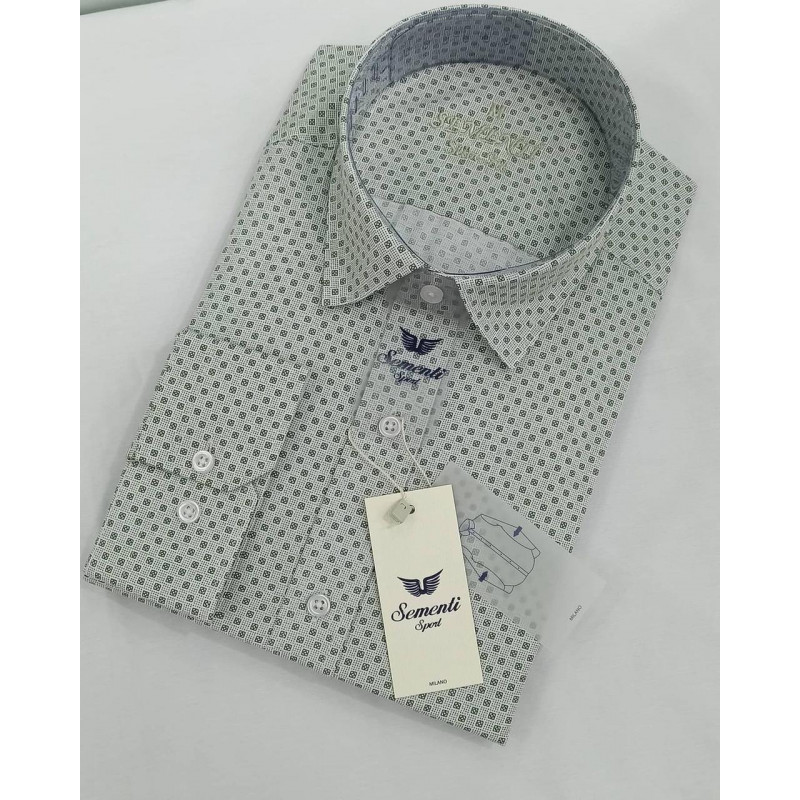 Легкая мужская рубашка Sementi с принтом, Турция, S, Голубой