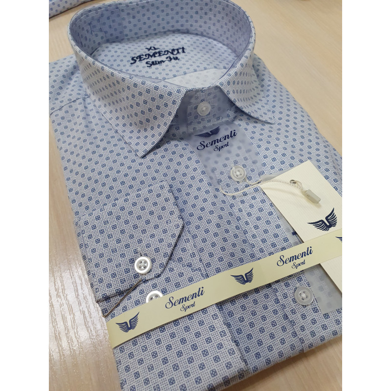 Легкая мужская рубашка Sementi с принтом, Турция, S, Голубой