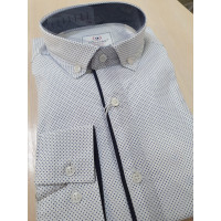 Рубашка BOSETTII белая с длинным рукавом арт.396, Белый в черную точку, XXL