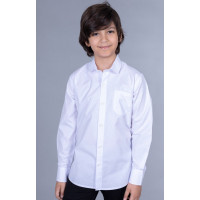 Рубашка BLUELAND белая с длинным рукавом для мальчика 5-9 лет арт.399, Белый, 128