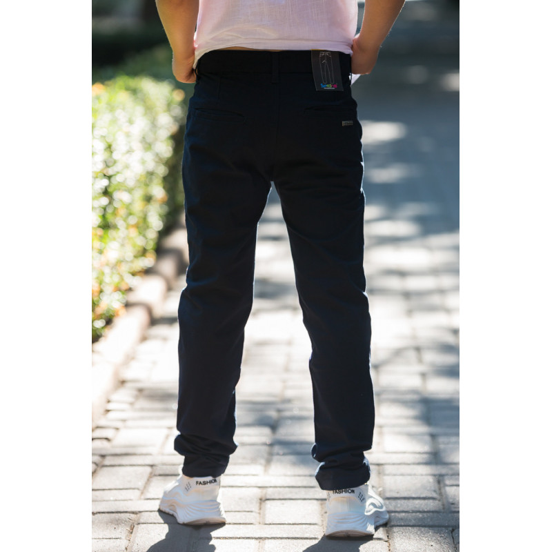 Брюки SERCINO коттон темно-синие для подростка 9-13 лет , Темно-синий, 146