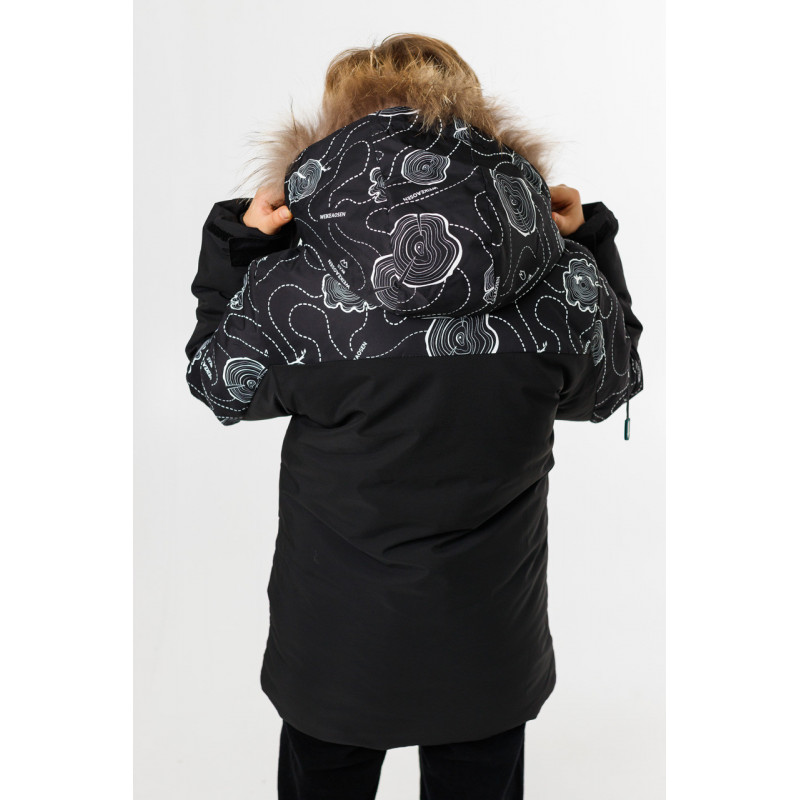 Куртка зимняя WKAS для мальчика 5-10 лет , Черный с бирюзовым, 134