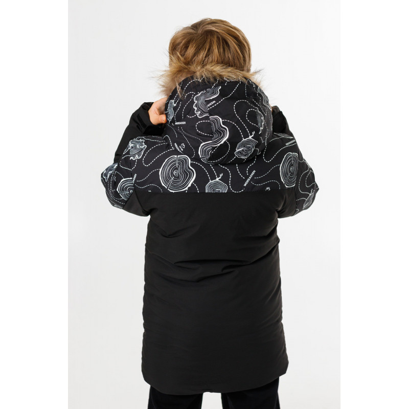 Куртка зимняя WKAS для мальчика 5-10 лет , Черный с салатовым, 134