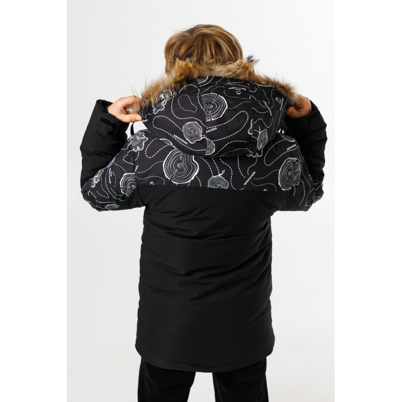 Куртка зимняя WKAS для мальчика 5-10 лет , Черный с красным, 134