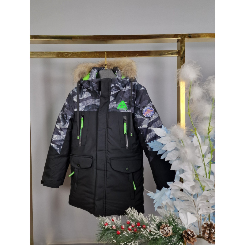 Куртка зима WKAS для подростка 8-13 лет, Черный, 134