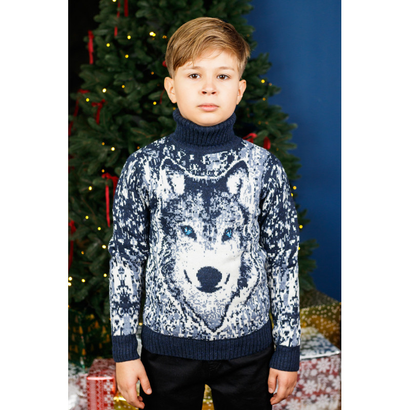 Свитер FIVE для мальчика 7–15 лет теплый шерстяной с хомутом зимний узор,Белый,  146