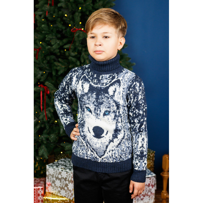 Светр для хлопчика 13-16 років FIVE теплий з хомутом , Синій, 164