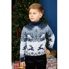 Светр FIVE для хлопчика підлітка 7-15 років теплий з хомутом , Синій, 152