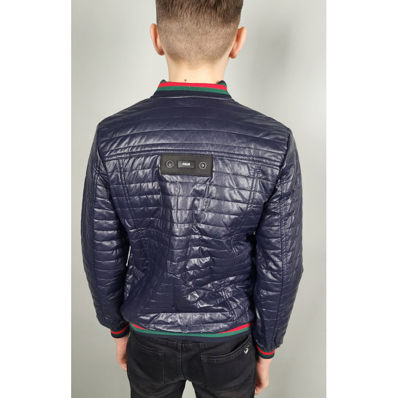 Куртка Бомбер Pelin Kids для подростка 10-13 лет экокожа , Темно-синий, 140