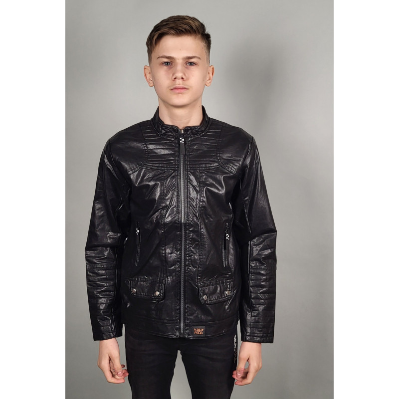 Куртка для подростка 10-13 лет экокожа PELIN KIDS , Черный,  146