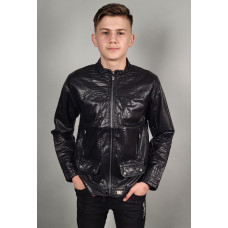 Куртка для подростка 10-13 лет экокожа PELIN KIDS , Черный,  146