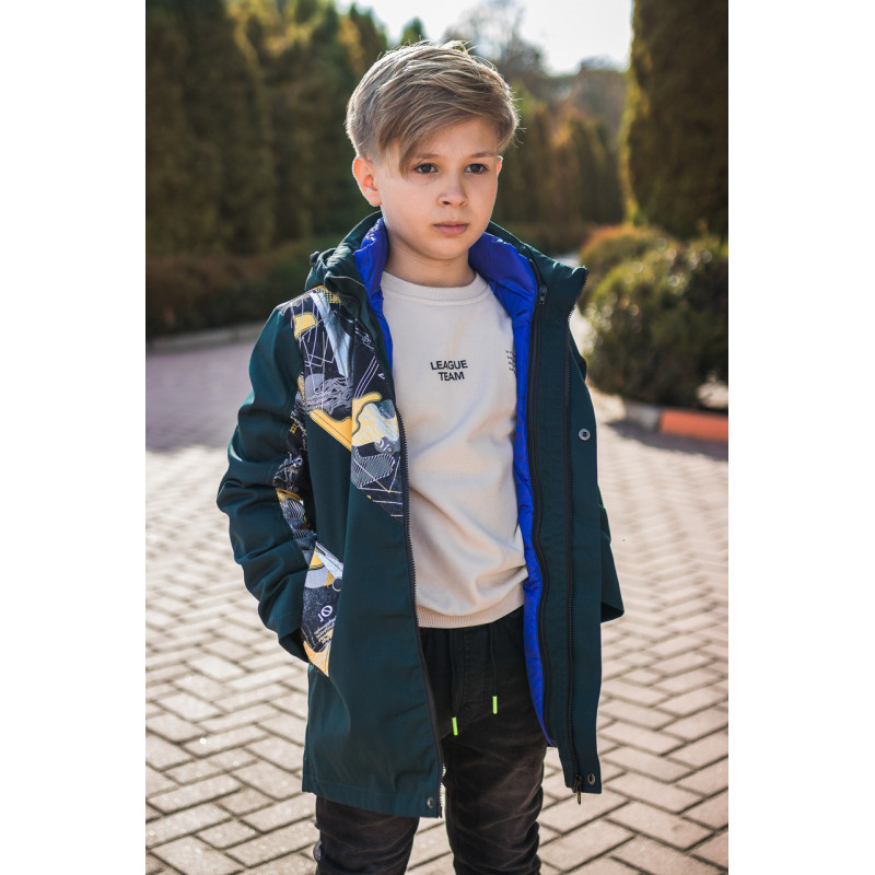 Куртка демисезонная трансформер для мальчика 9-13 лет JOJDAN, Темно-синий, 158