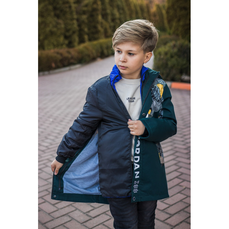 Куртка демисезонная трансформер для мальчика 9-13 лет JOJDAN, Темно-зеленый, 146
