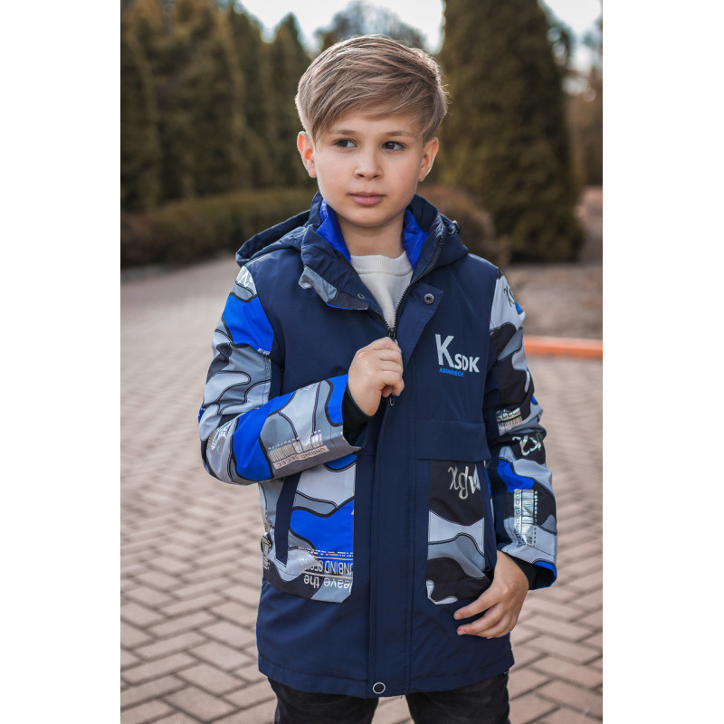 Куртка демисезонная трансформер для мальчика 10-15 лет KSDK , Темно-синий, 140