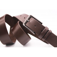 Ремень кожаный мужской коричневый с классической пряжкой арт.808
