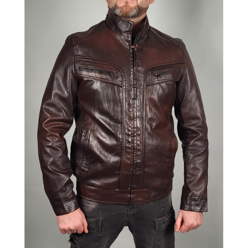 Куртка мужская экокожа , Коричневый, 5XL
