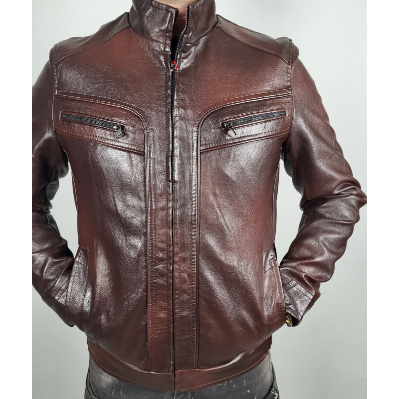 Куртка мужская экокожа , Коричневый, 6XL