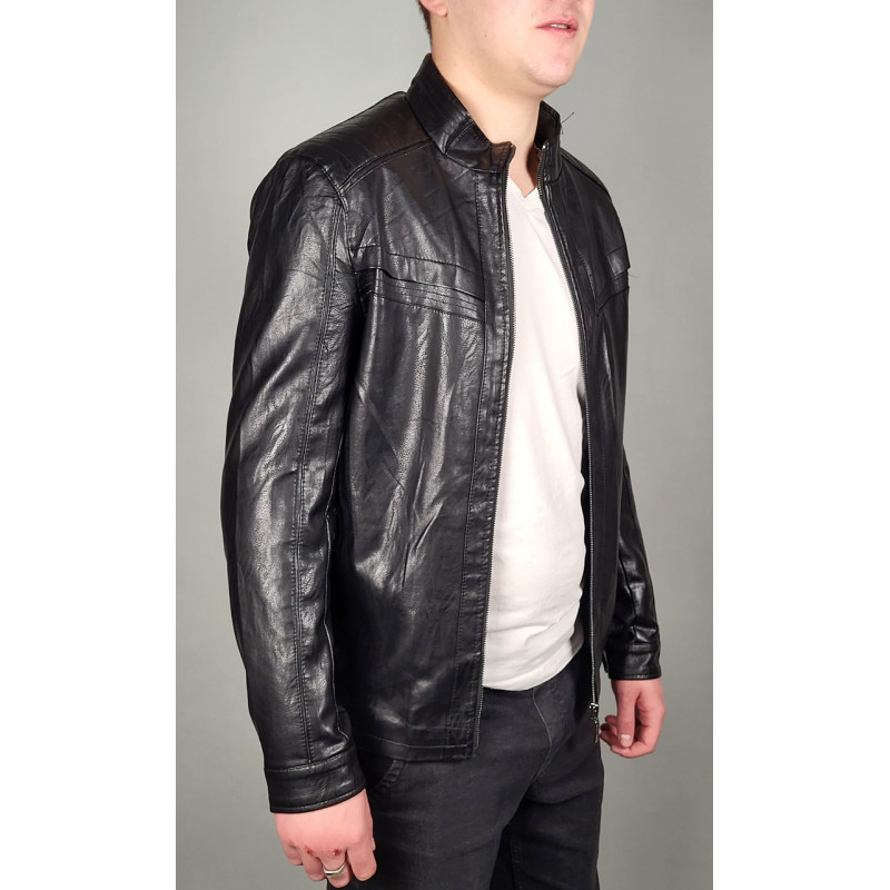 Куртка мужская экокожа 46-58 арт.816, Цвет Черный, Международный размер M, Размер мужской одежды (RU) 46