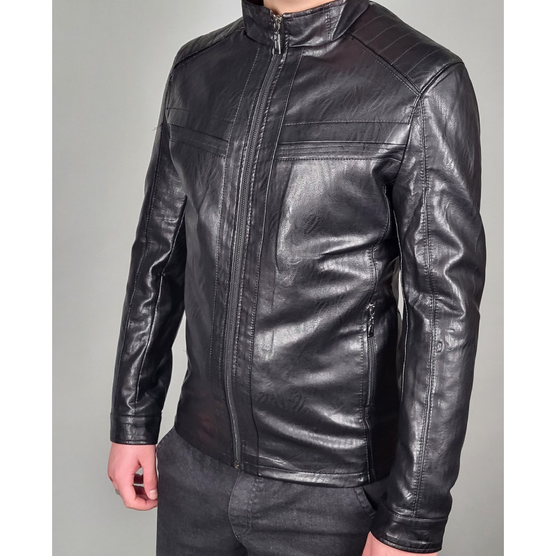 Куртка мужская экокожа 46-58 арт.816, Цвет Черный, Международный размер XXL, Размер мужской одежды (RU) 52