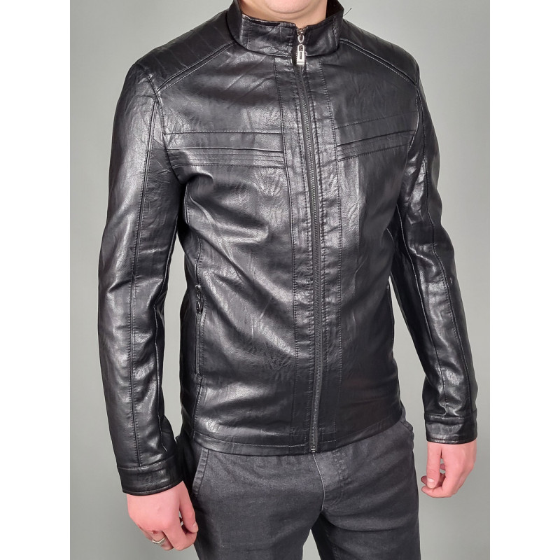 Куртка мужская экокожа 46-58 арт.816, Цвет Черный, Международный размер M, Размер мужской одежды (RU) 46