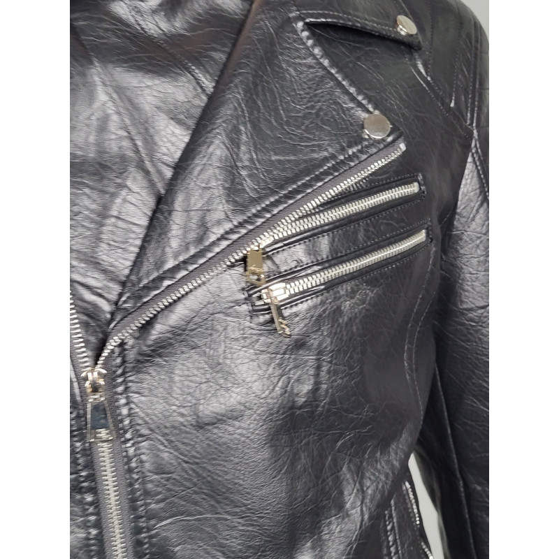 Куртка мужская косуха из экокожи , Черный,  M