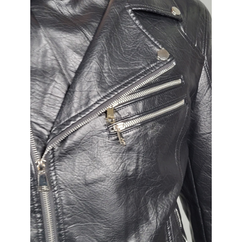 Куртка мужская косуха из экокожи , Черный,  XL