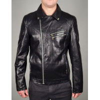 Куртка мужская косуха из экокожи , Черный,  XXL