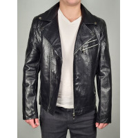 Куртка мужская косуха из экокожи , Черный,  XXXL