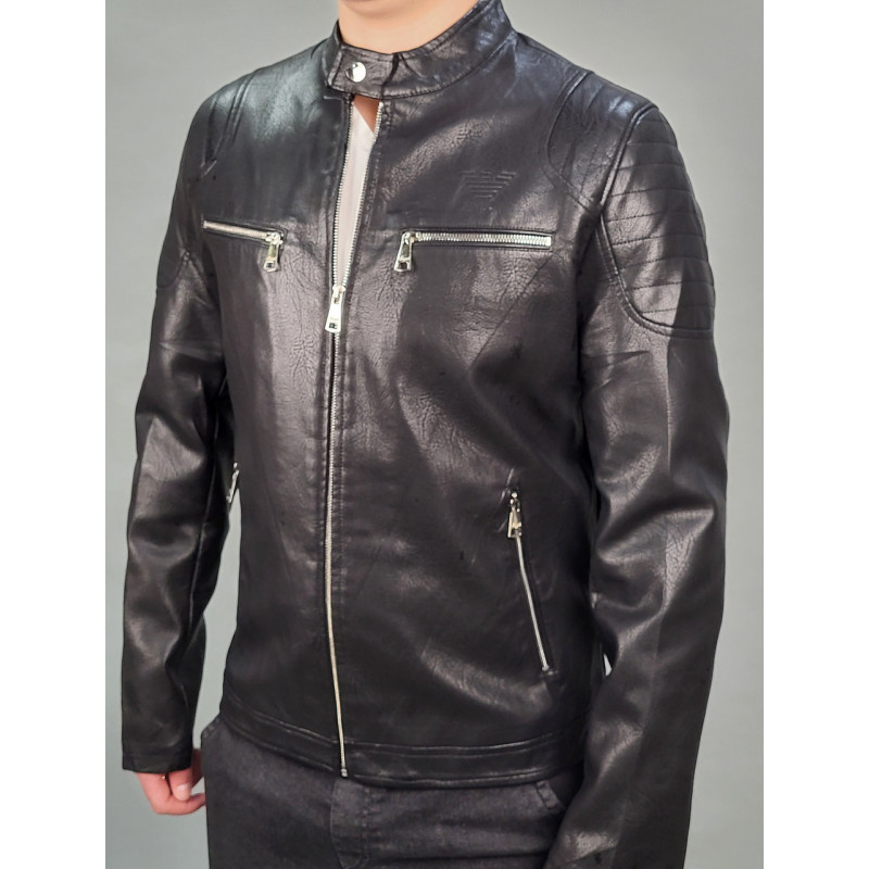 Куртка мужская из экокожи 44-54 арт.820, Цвет Черный, Международный размер XXL, Размер мужской одежды (RU) 52
