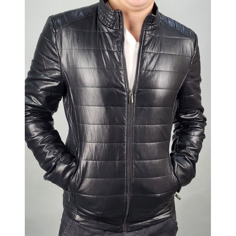 Куртка мужская из экокожи 48-60 арт.825, Цвет Черный, Международный размер L, Размер мужской одежды (RU) 48