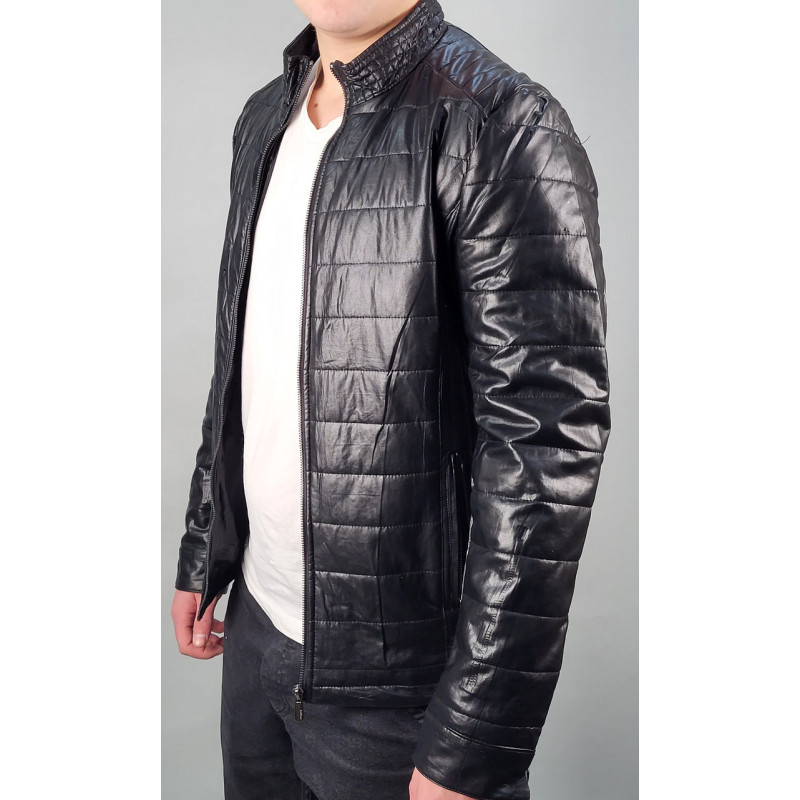 Куртка мужская из экокожи 48-60 арт.825, Цвет Черный, Международный размер XXL, Размер мужской одежды (RU) 52