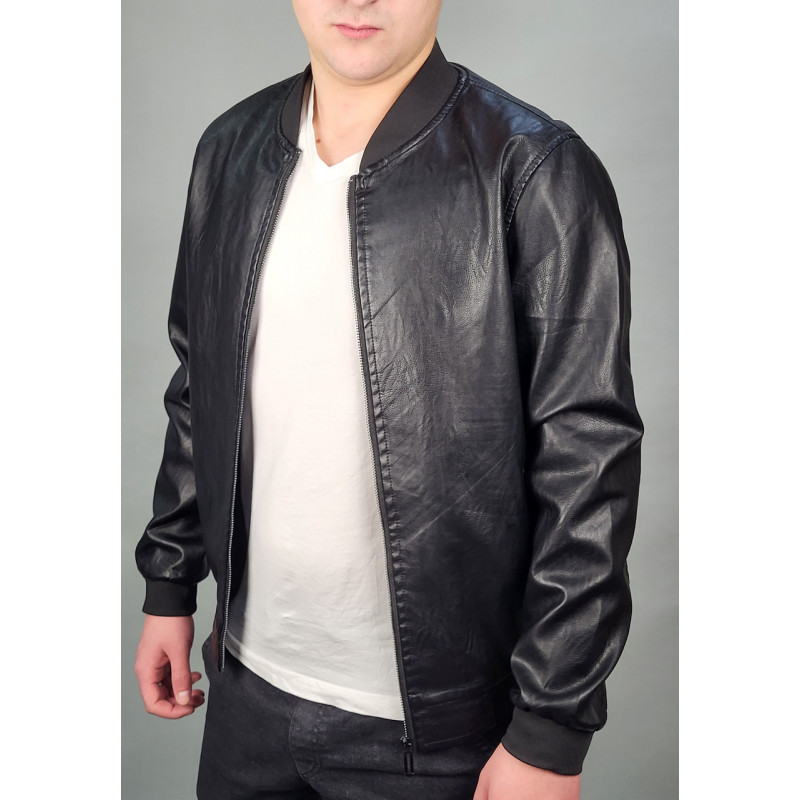 Куртка мужская из экокожи 48-60 арт.826, Цвет Черный, Международный размер 5XL, Размер мужской одежды (RU) 58