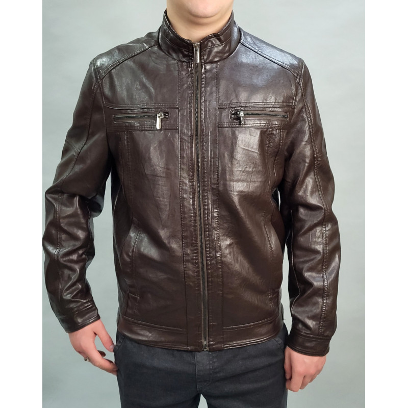 Куртка мужская экокожа, Коричневый, 6XL