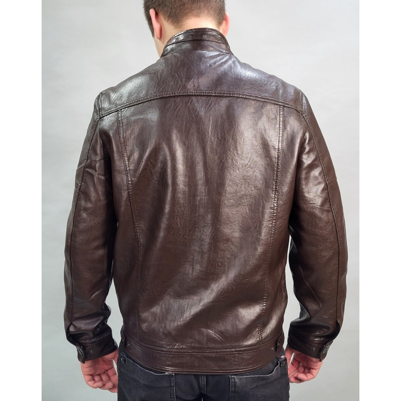Куртка мужская экокожа, Коричневый, 4XL