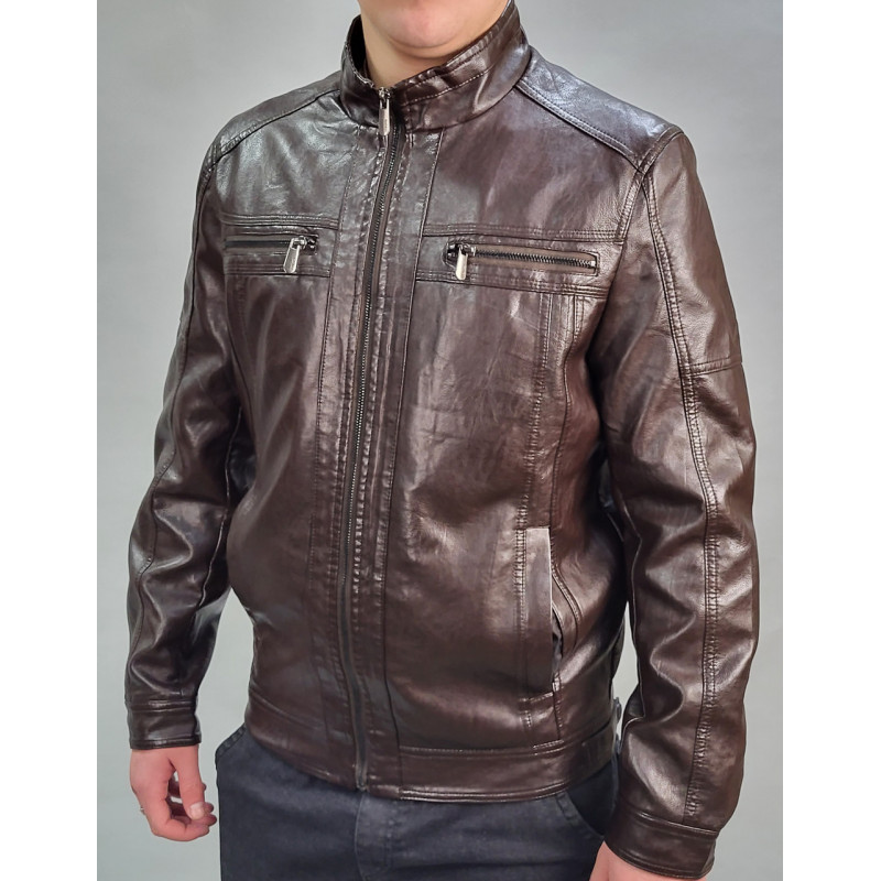 Куртка мужская экокожа, Коричневый, 6XL