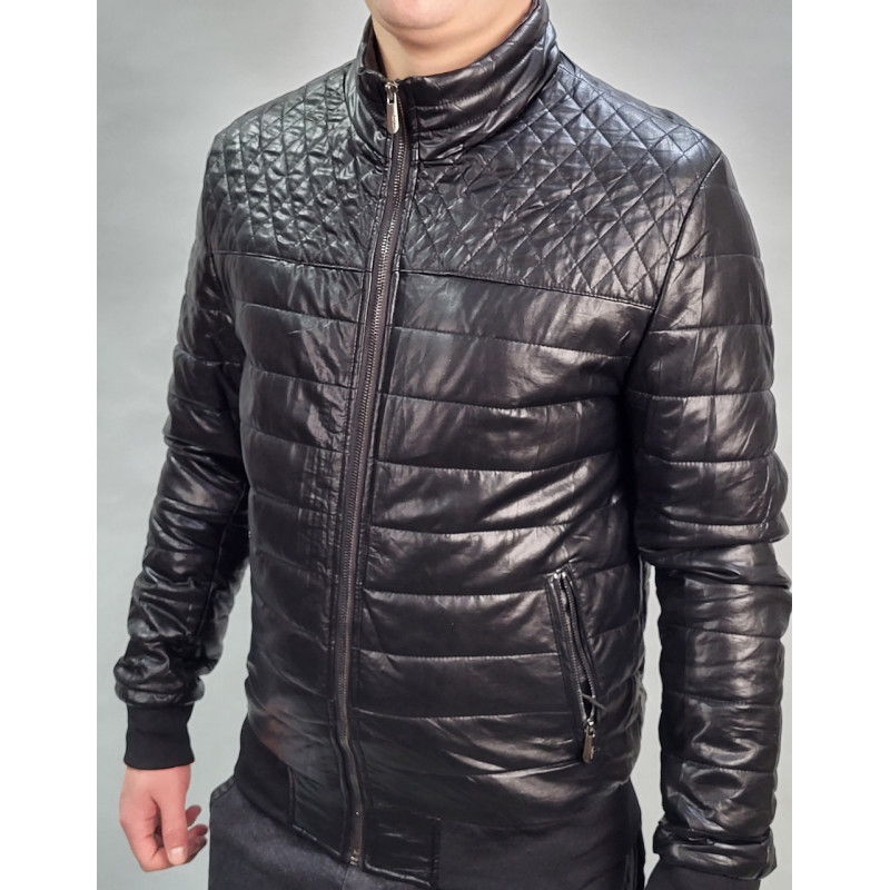 Куртка мужская из экокожи 48-60 арт.834, Цвет Черный, Международный размер L, Размер мужской одежды (RU) 48