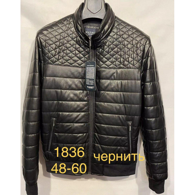 Куртка мужская из экокожи 48-60 арт.834, Цвет Черный, Международный размер 5XL, Размер мужской одежды (RU) 58