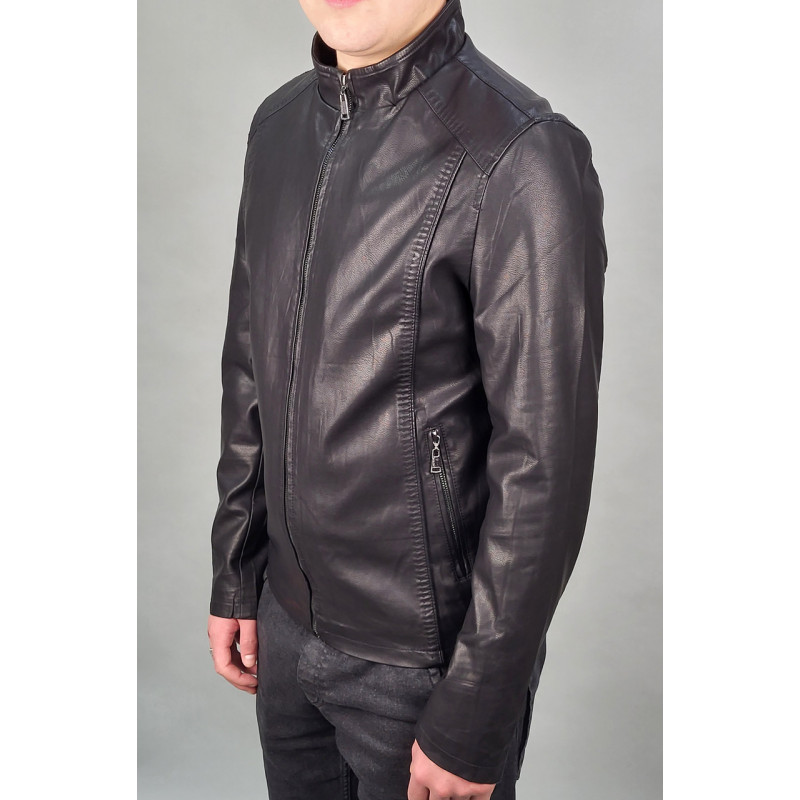 Куртка мужская из экокожи L-5XL арт.838, Цвет Черный, Международный размер XL, Размер мужской одежды (RU) 50