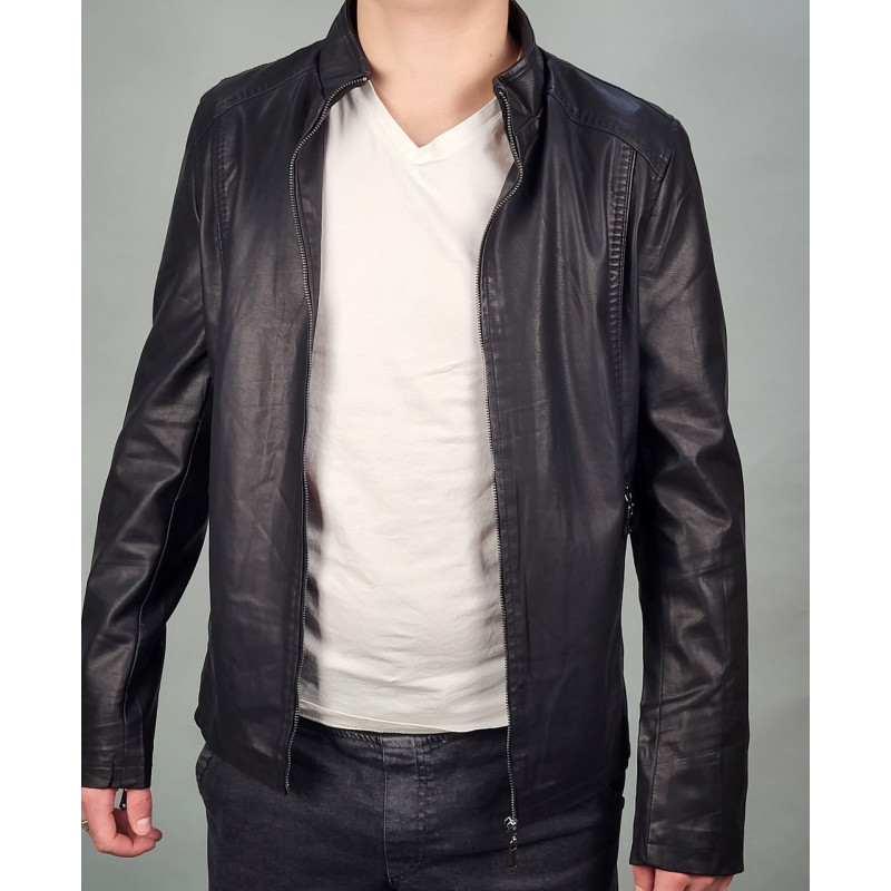 Куртка мужская из экокожи L-5XL арт.838, Цвет Черный, Международный размер 5XL, Размер мужской одежды (RU) 58