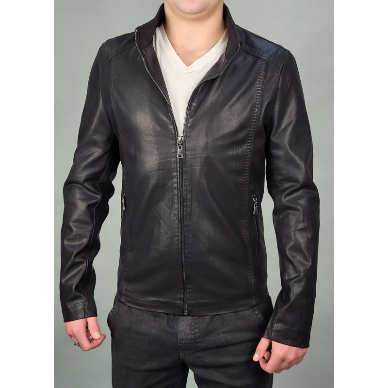 Куртка мужская из экокожи L-5XL арт.838, Цвет Черный, Международный размер XL, Размер мужской одежды (RU) 50