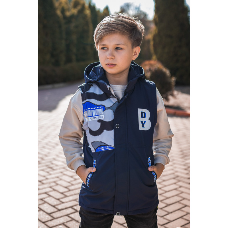 Куртка-жилетка демисизонная для мальчика 7-11 лет WKAS , Темно-синий,  122